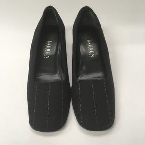 Lauren RL Womans Black Pin Stripe Low heel (0017)